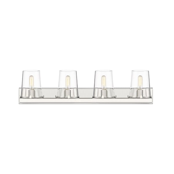 Callista 4 Light Vanity, Polished Nickel & Clear